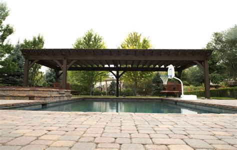 Poolside Pergola Rustic Patio By Western Timber Frame Houzz Uk