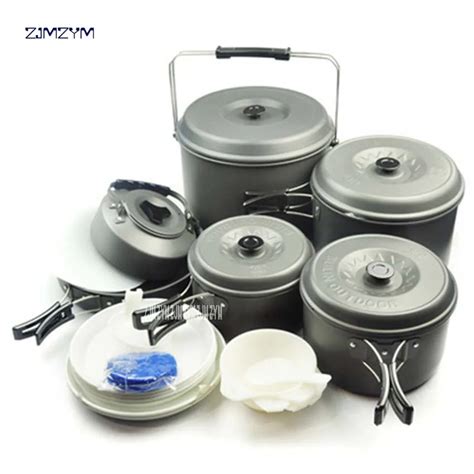 12 Person Travel Pots Set Large Capacity Lightweight Camping Pots Bowls ...