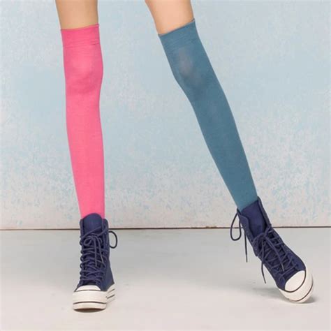 New Style Candy Color Quality Stockings Combed Cotton Over The Knee