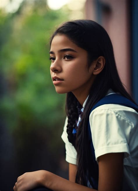 Lexica 14 Yo Girl Black Latina Hopeless Distant View Cinematographic School Uniform