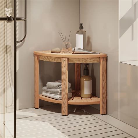 Amazon Teakcraft Gray Teak Shower Bench With Shelf Inch For