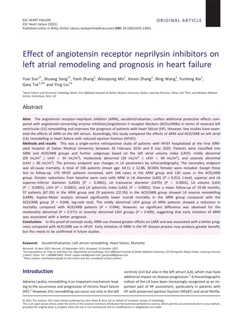 PDF Effect Of Angiotensin Receptor Neprilysin Inhibitors On Left