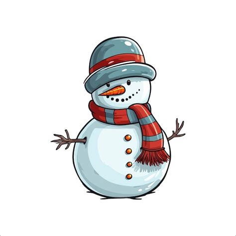 Premium Vector Snowman Wearing Santa Hat Winter Illustration