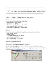 CTI110 Lab12 Docx CTI 110 WEB PROGRAMMING AND DATABASE FOUNDATIONS