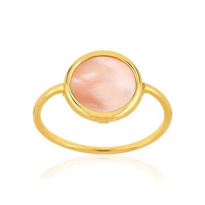 Bague Or Jaune Nacre Rose Ronde Maty