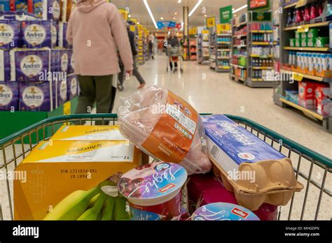 A Trolley Full Of Groceries In Morrisons Supermarket In Stockton Heath