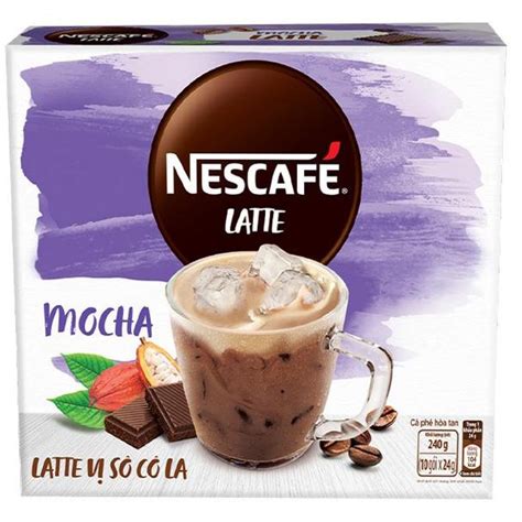 Cà Phê Hòa Tan Nescafe Latte Mocha Vị Socola 240gr Hộp 10 Gói x 24gr