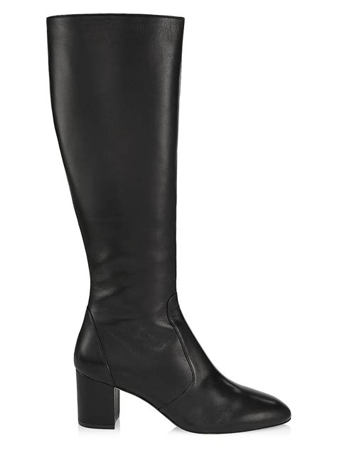 Buy STUART WEITZMAN Yuliana Leather Knee High Boots Black At 70 Off