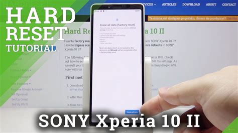 How To Hard Reset Sony Xperia 10 Ii Factory Reset Via Settings Youtube