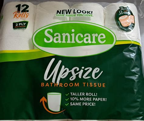 Sanicare New Look Upsize Bathroom Tissue 12 Rolls 2ply 200 Pulls