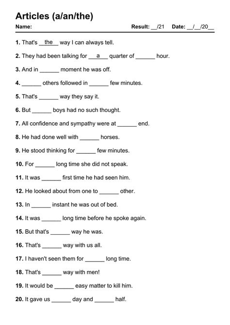 Articlesexercises Worksheet Free Esl Printable