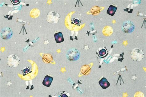 Popeline Superprint Astronauten Im Weltall Stoffe Online Kaufen