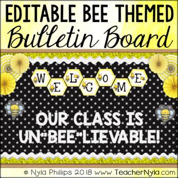 Bee Themed Bulletin Board Kit Editable By Nyla S Crafty Teaching