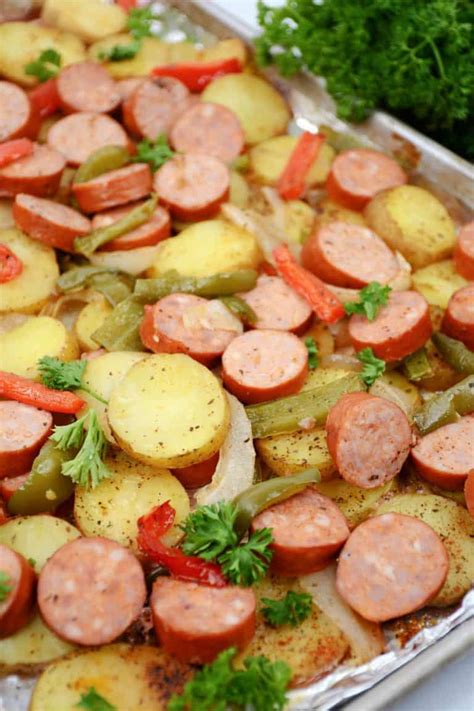 Oven Roasted Sausage And Potatoes Cheekykitchen