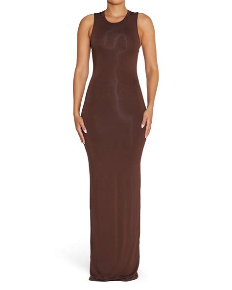 Naked Wardrobe Crewneck Maxi Dress In Brown Lyst