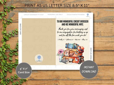 JW Circuit Overseer Thank You Card Printable Circuit Overseer