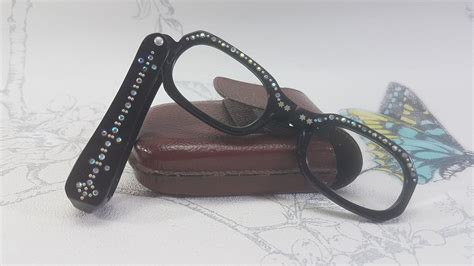 Vintage Lorgnette Reading Glasses Vintage Folding Glasses Black