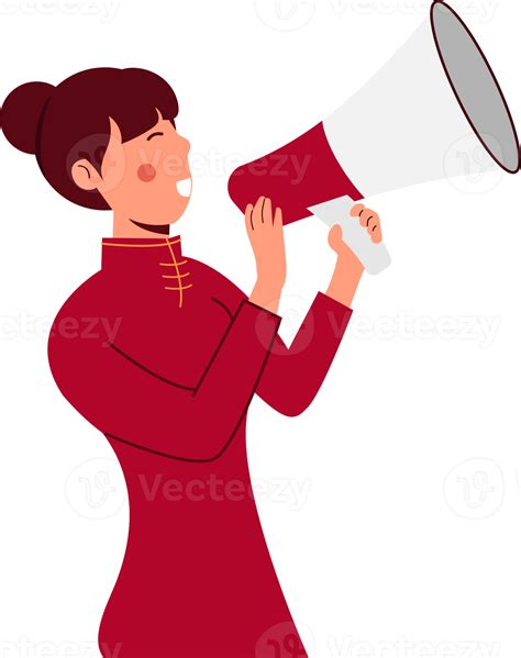 Chinese Woman Shouting In Megaphone 15098521 Png