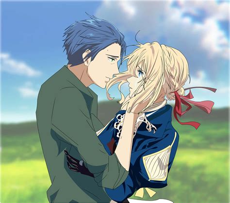 Download Gilbert Kissing Violet Evergarden Picture | Wallpapers.com