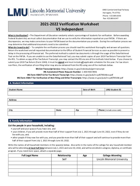 Fillable Online Verification Worksheet V Independent Fax