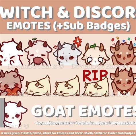 Twitch Discord Emotes Pack 8 Goat Emotes Etsy