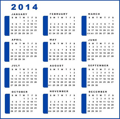 Yearly Calendar 2014 , Printable Calendar 2014, Blank Calendar 2014 ...