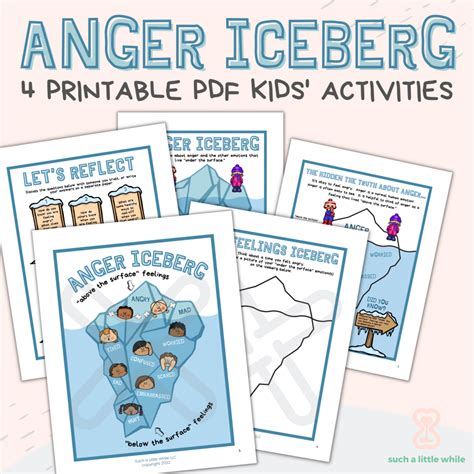 Anger Iceberg PDF for Kids Worksheets (4 Printable Activities) - Such a Little While LLC