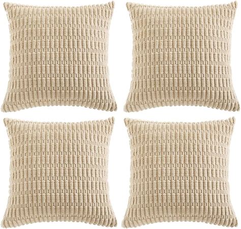 Fdtern Set Of Boho Cushion Covers X Cm Beige Plain Fluffy