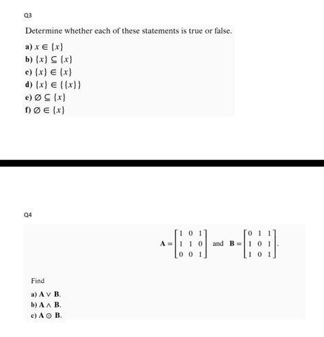 Solved Determine Whether Each Of These Statements Is True Or