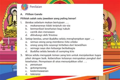 Soal Penilaian Bab 2 Bagian 1 Dan Kunci Jawaban Agama Buddha Kelas 4 SD