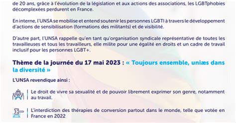 Journée mondiale contre l homophobie et la transphobie UNSA