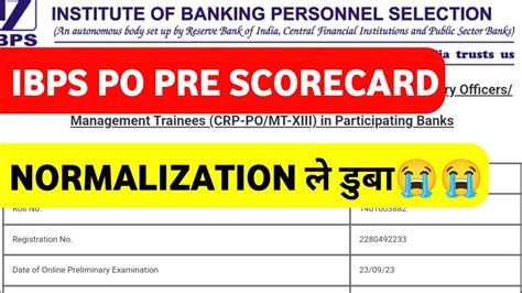 My Ibps Po Pre Scorecard Effect Of Normalization Youtube