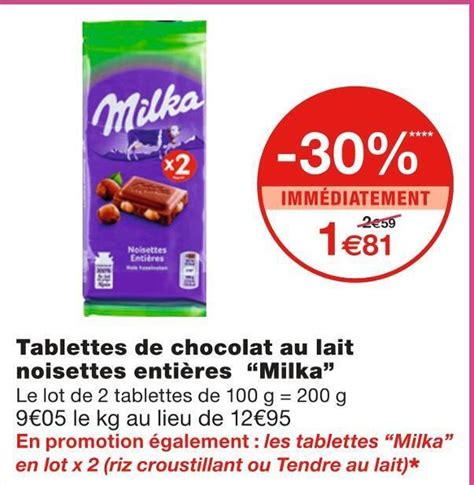 Promo Milka Tablettes De Chocolat Au Lait Noisettes Enti Res Chez Monoprix