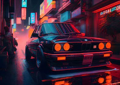 Neon BMW E30 M3 Poster By Alexandros Displate