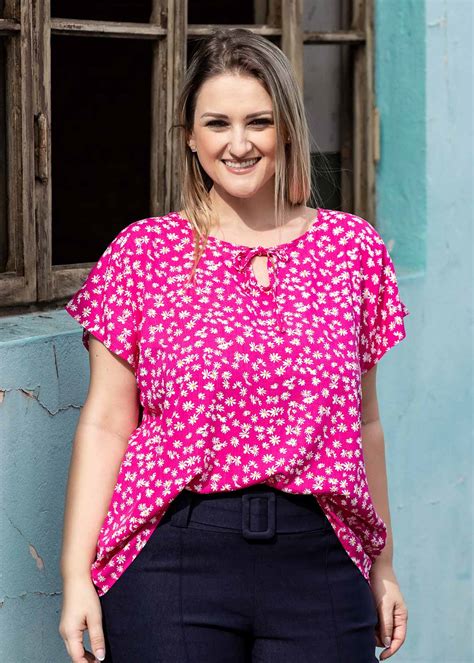 Blusa Plus Size Feminina Em Viscose Estampada Estilo Próprio Moda