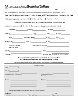 Fillable Online Matc Graduation Application Fax Email Print