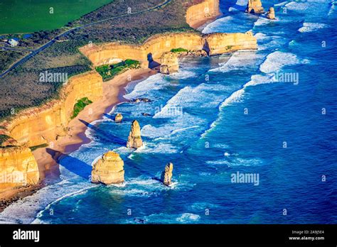 An Aerial Panoramic View Of The Twelve Apostles Within Port Campbell