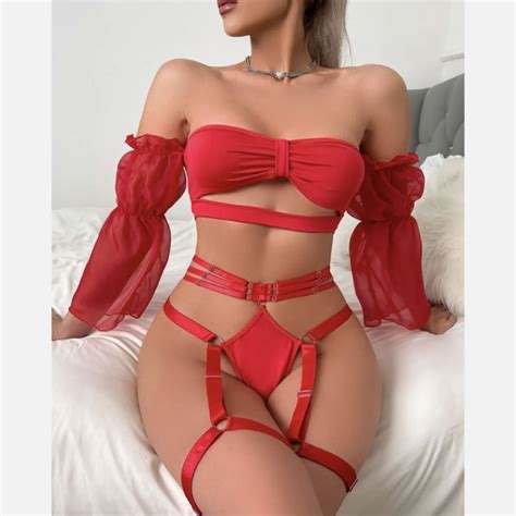 Exyfunshop Intimates Sleepwear Womens Sexy Lingerie With Puff