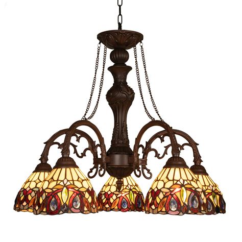 Buy Capulina Tiffany Chandeliers 5 Light Cream Brown Victorian Style