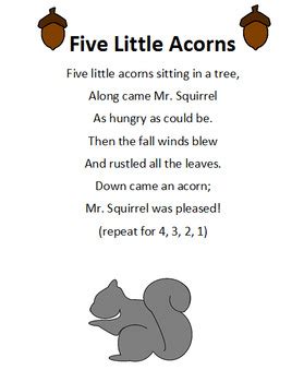 Five Little Acorns Printable FREEBIE by Ms PreK | TPT