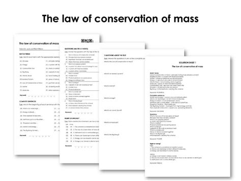 The Law Of Conservation Of Mass Teaching Resources