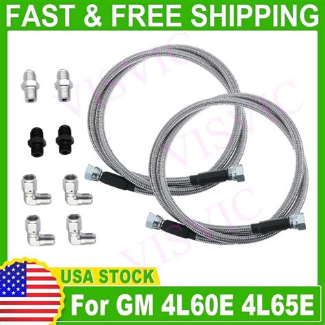 Gm 4l60e 4l65e Automatic Transmission Cooler Lines Kit 6an Fiber And Ss Braidedr