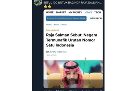 CEK FAKTA Raja Salman Bilang Indonesia Negara Munafik Urutan Pertama