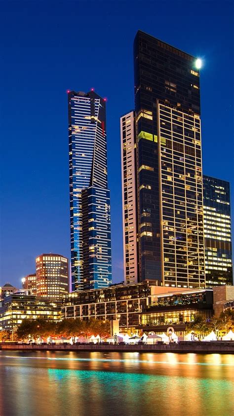 Melbourne Night View 640x1136 Wallpaper