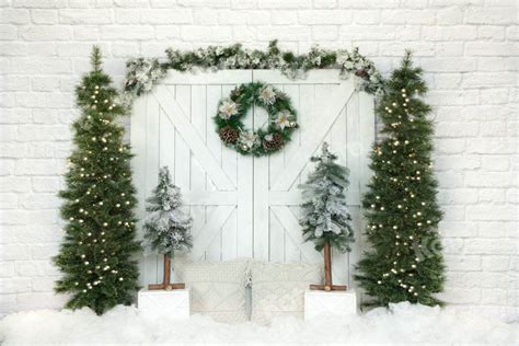 Kate Christmas Tree Backdrop Barn Door For Photography