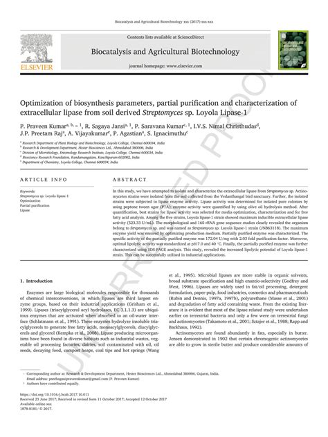 Pdf Optimization Of Biosynthesis Parameters Partial Purification And Characterization Of