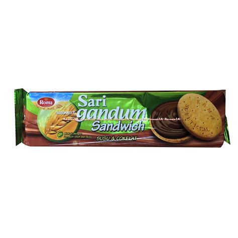 Jual Roma Sari Gandum Sandwich Susu Coklat Biskuit Cemilan 115gr