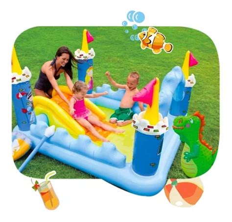 Pileta Playcenter Inflable Infantil Intex Celeste Y Amarillo Castillo