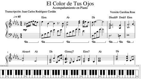 El Color De Tus Ojos Partitura De Acompa Amiento En Piano Versi N