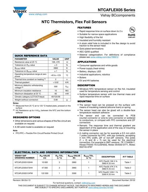 Pdf Ntc Thermistors Flex Foil Sensors Lasertack Miniature